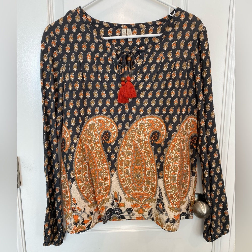 Paisley Tassel Blouse